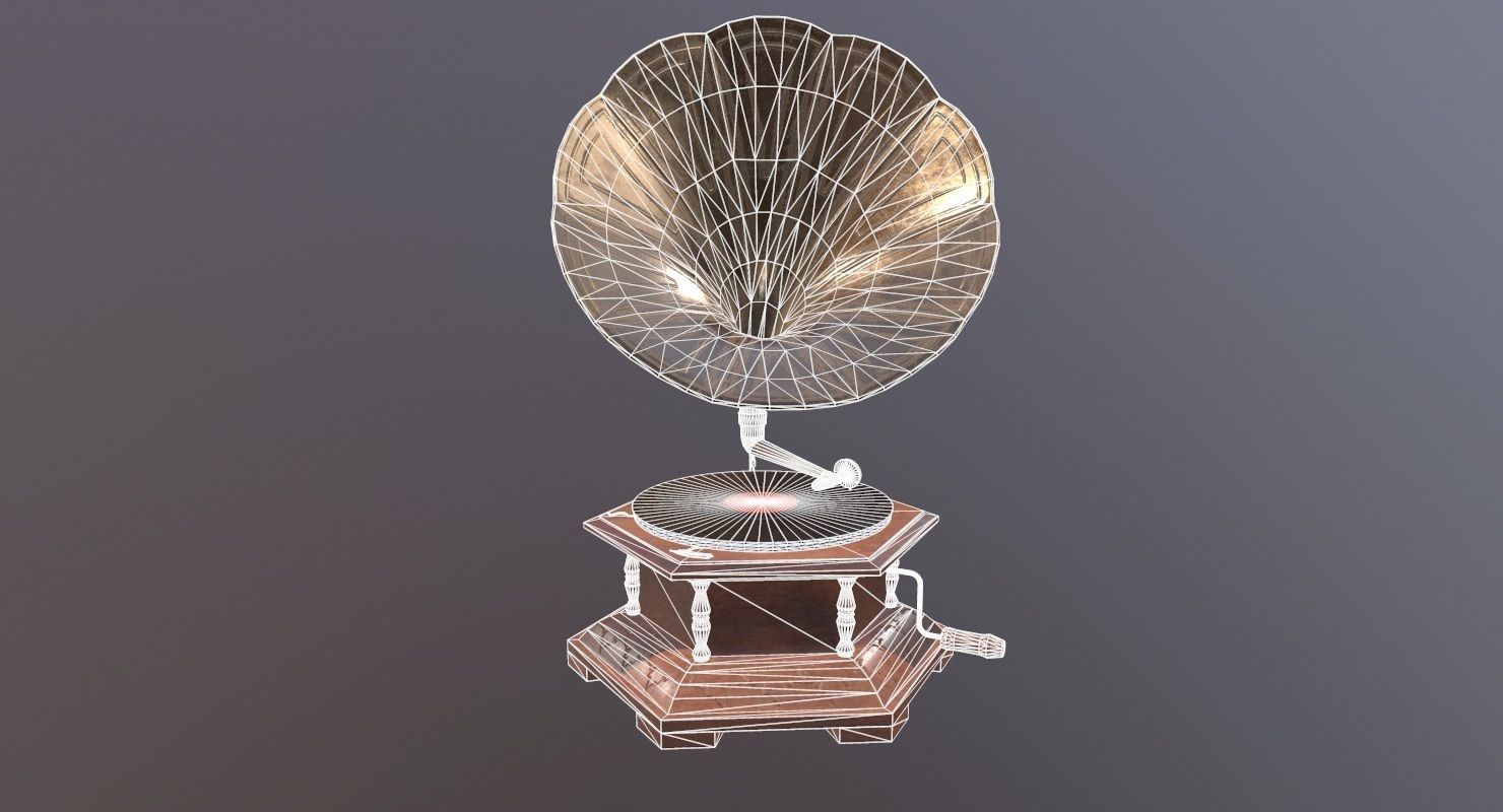 Gramophone Game Ready old Low-poly 3D model_22