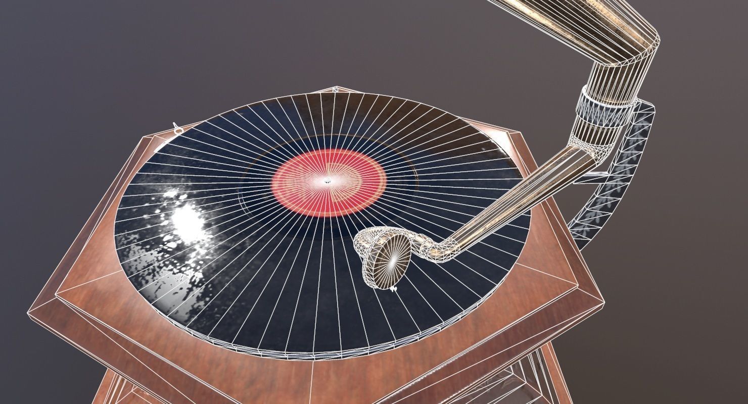 Gramophone Game Ready old Low-poly 3D model_32