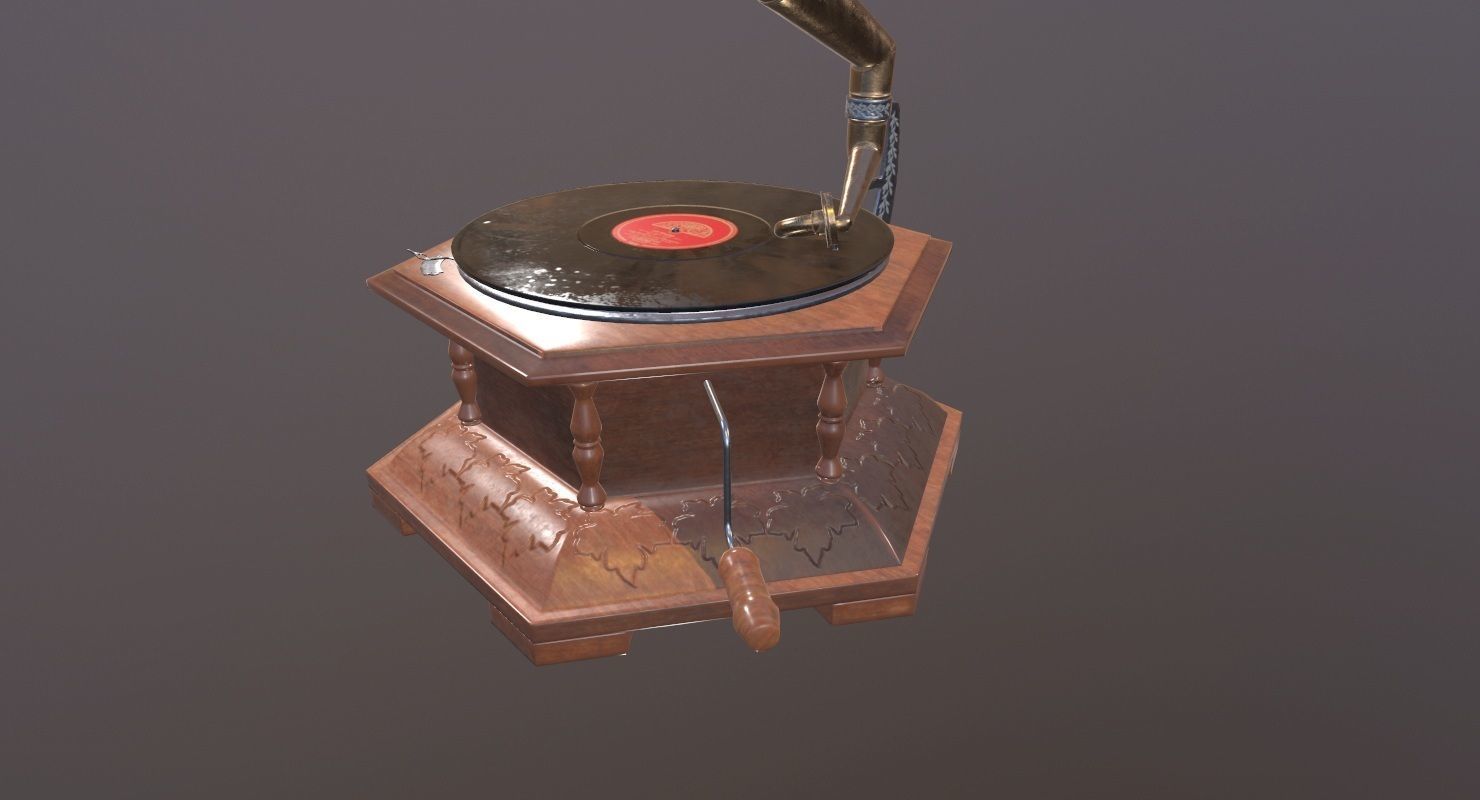 Gramophone Game Ready old Low-poly 3D model_6