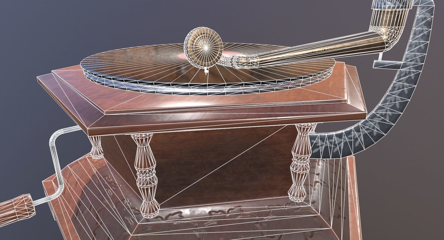 Gramophone Game Ready old Low-poly 3D model_33
