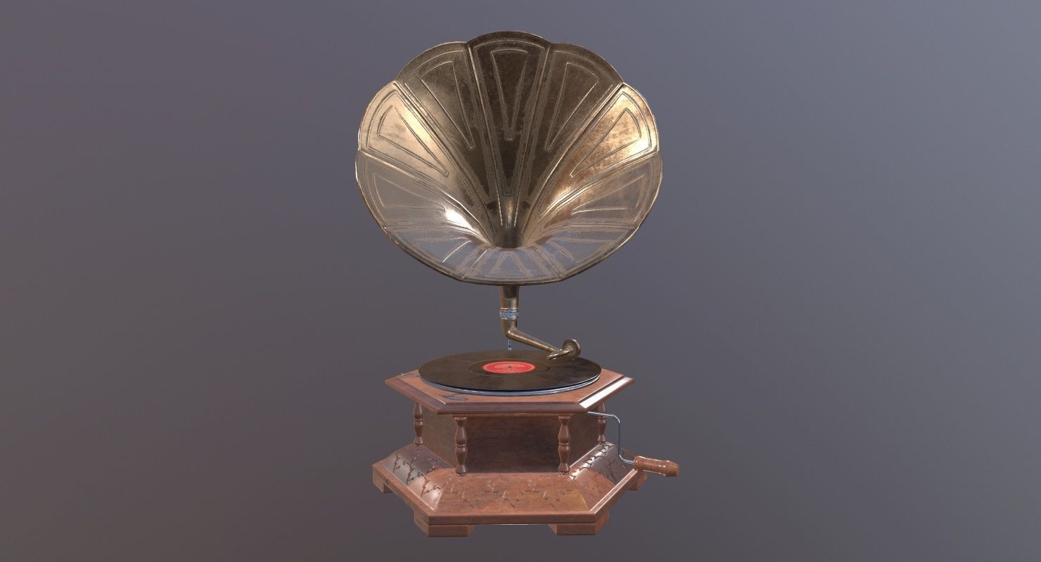 Gramophone Game Ready old Low-poly 3D model_2