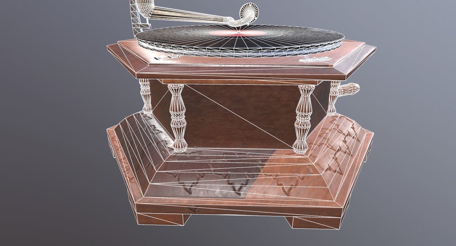 Gramophone Game Ready old Low-poly 3D model_28