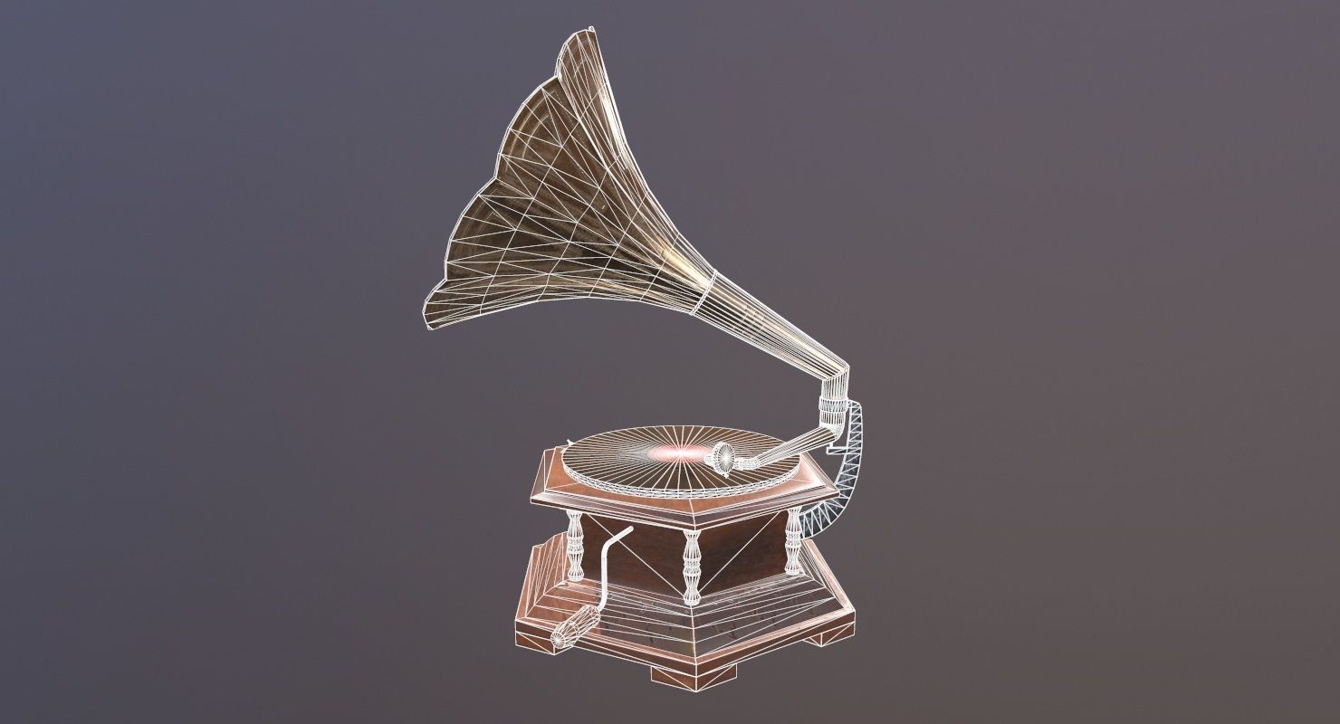 Gramophone Game Ready old Low-poly 3D model_21