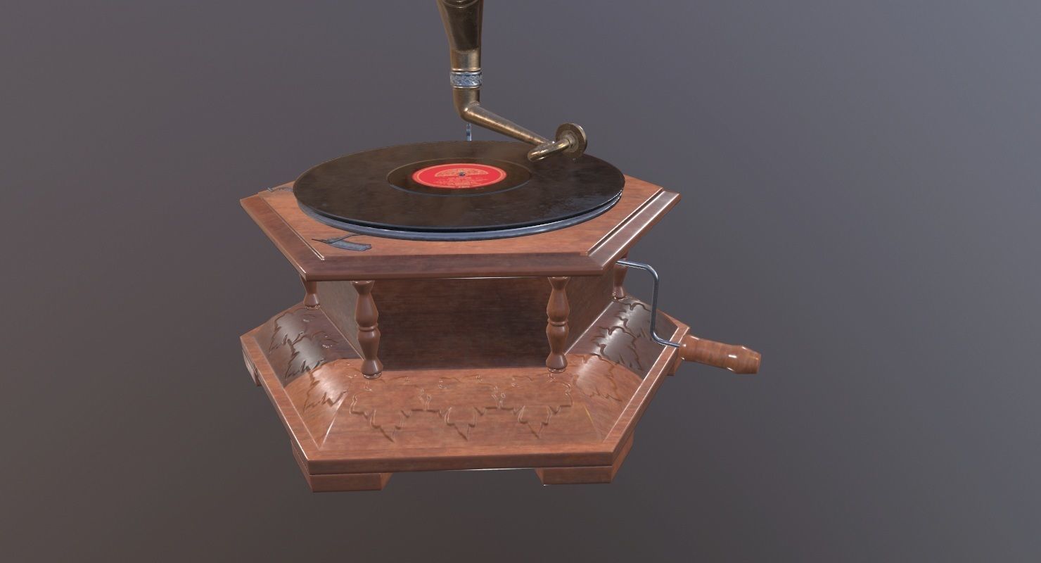 Gramophone Game Ready old Low-poly 3D model_7