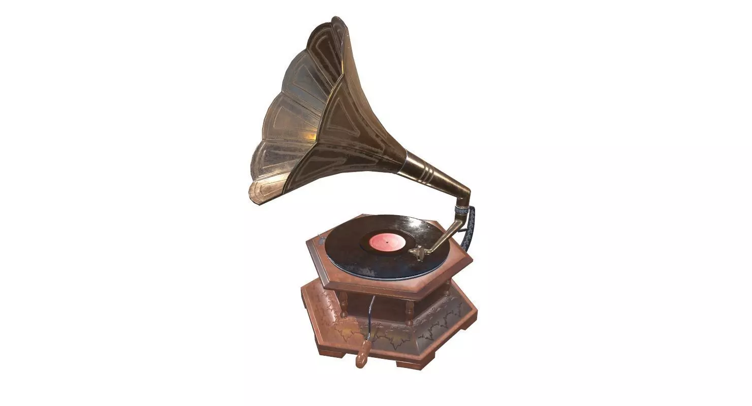 Gramophone Game Ready old Low-poly 3D model_0