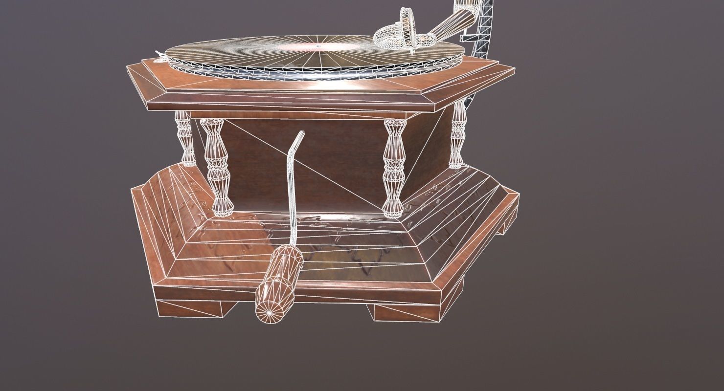 Gramophone Game Ready old Low-poly 3D model_26