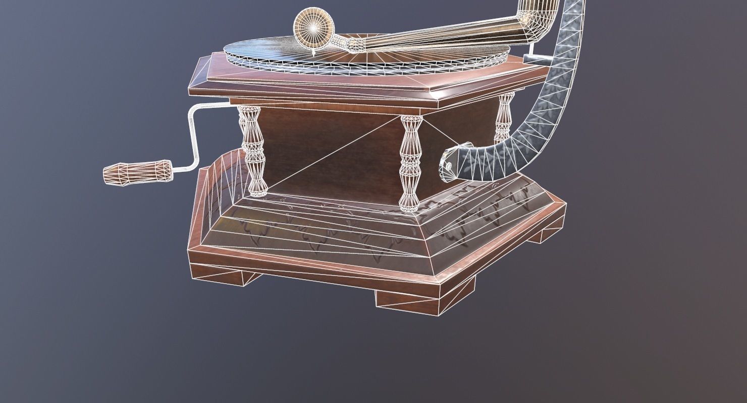 Gramophone Game Ready old Low-poly 3D model_25