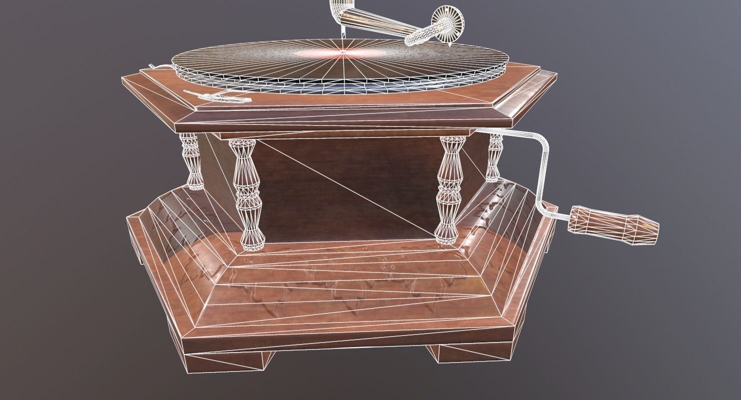 Gramophone Game Ready old Low-poly 3D model_27