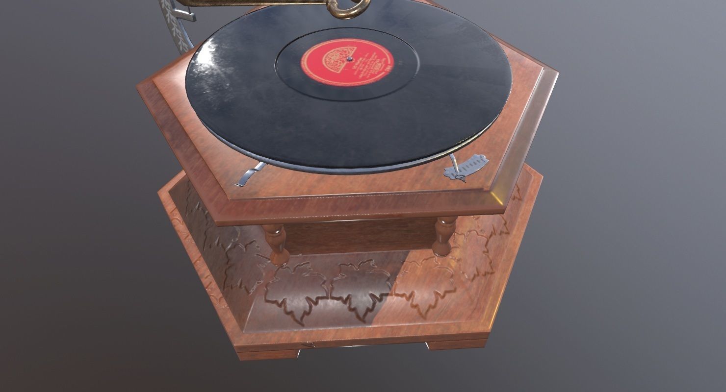 Gramophone Game Ready old Low-poly 3D model_13