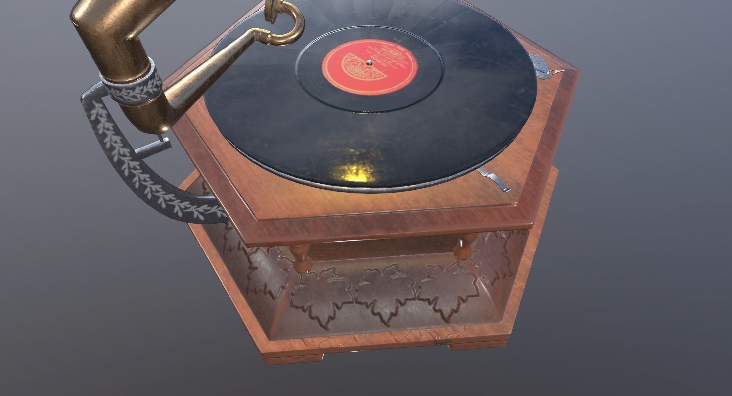 Gramophone Game Ready old Low-poly 3D model_14