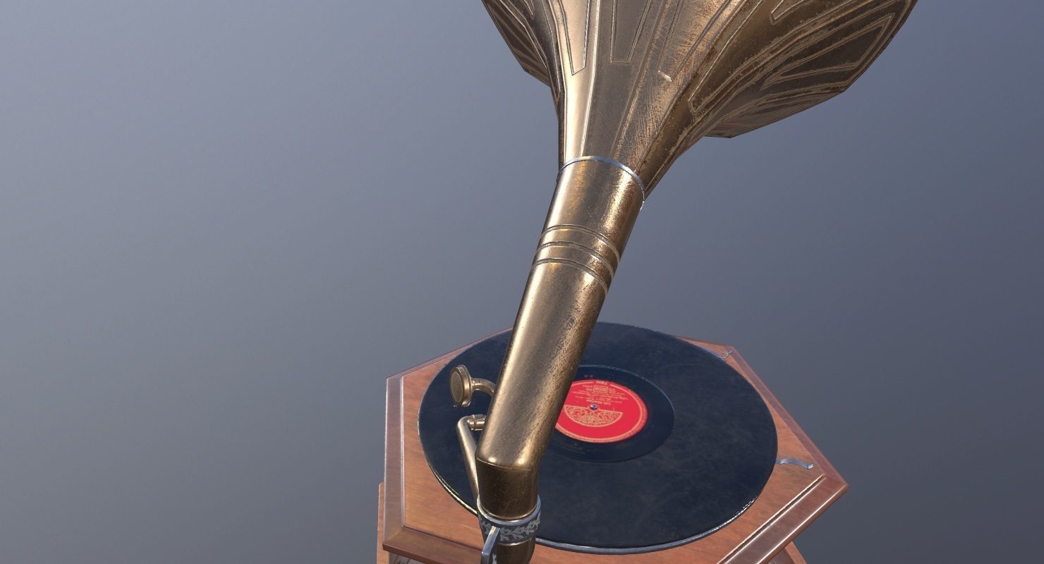Gramophone Game Ready old Low-poly 3D model_17