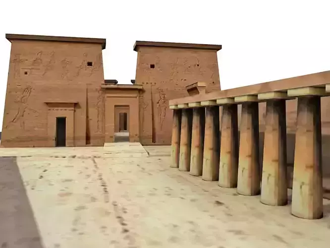 Temple of  Isis Philae Aswan Egypt - Low Poly