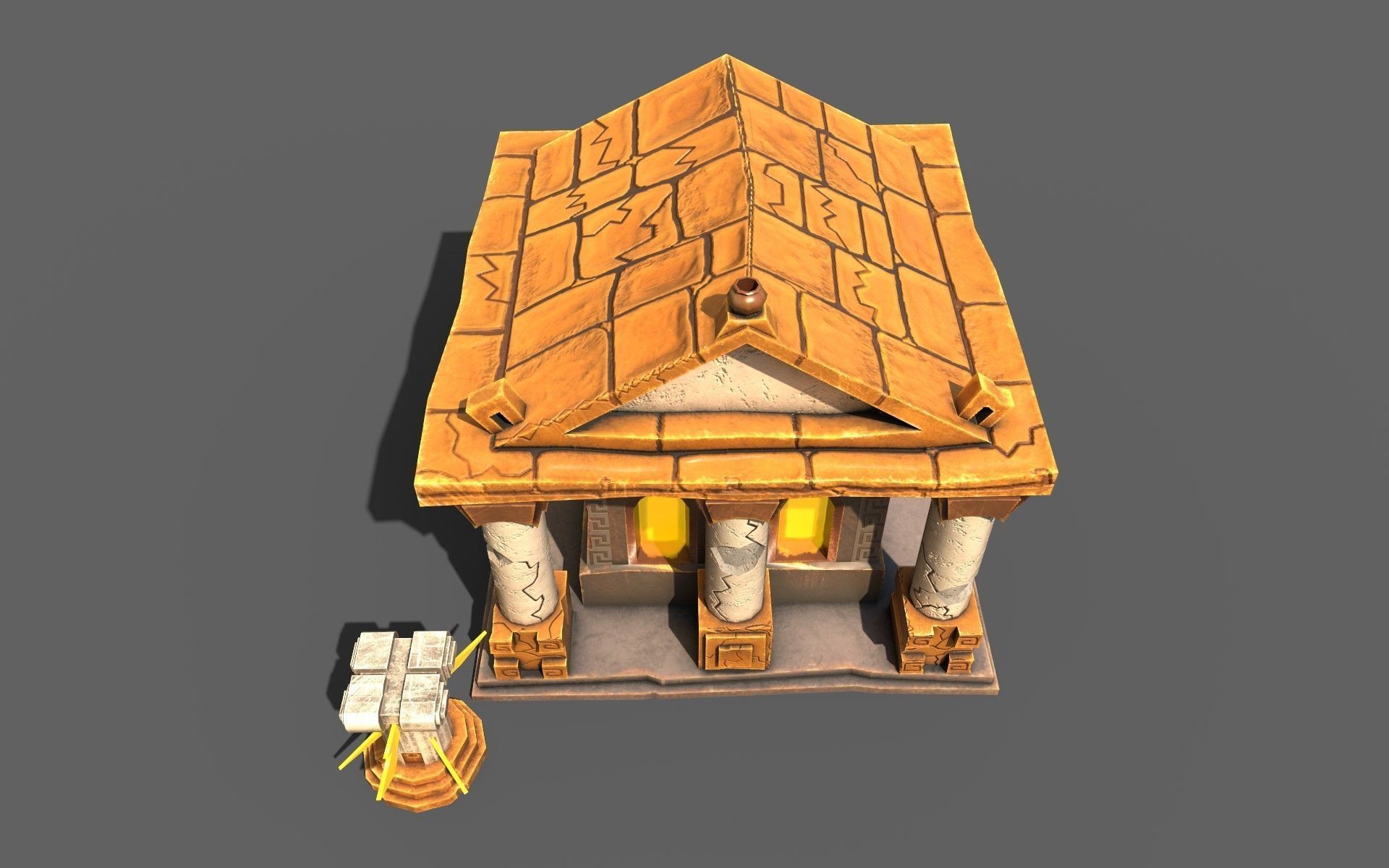 Greek Temple Low-poly 3D model_2