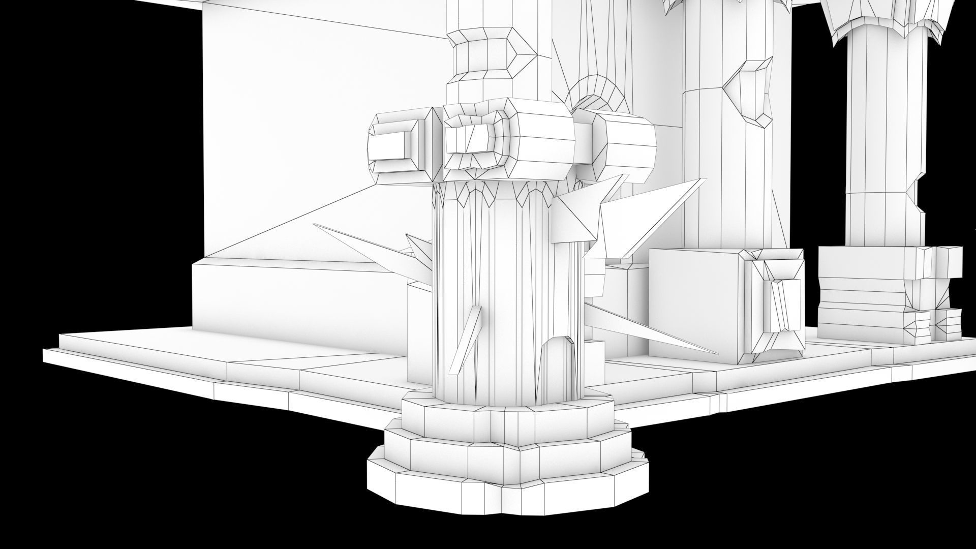 Greek Temple Low-poly 3D model_6