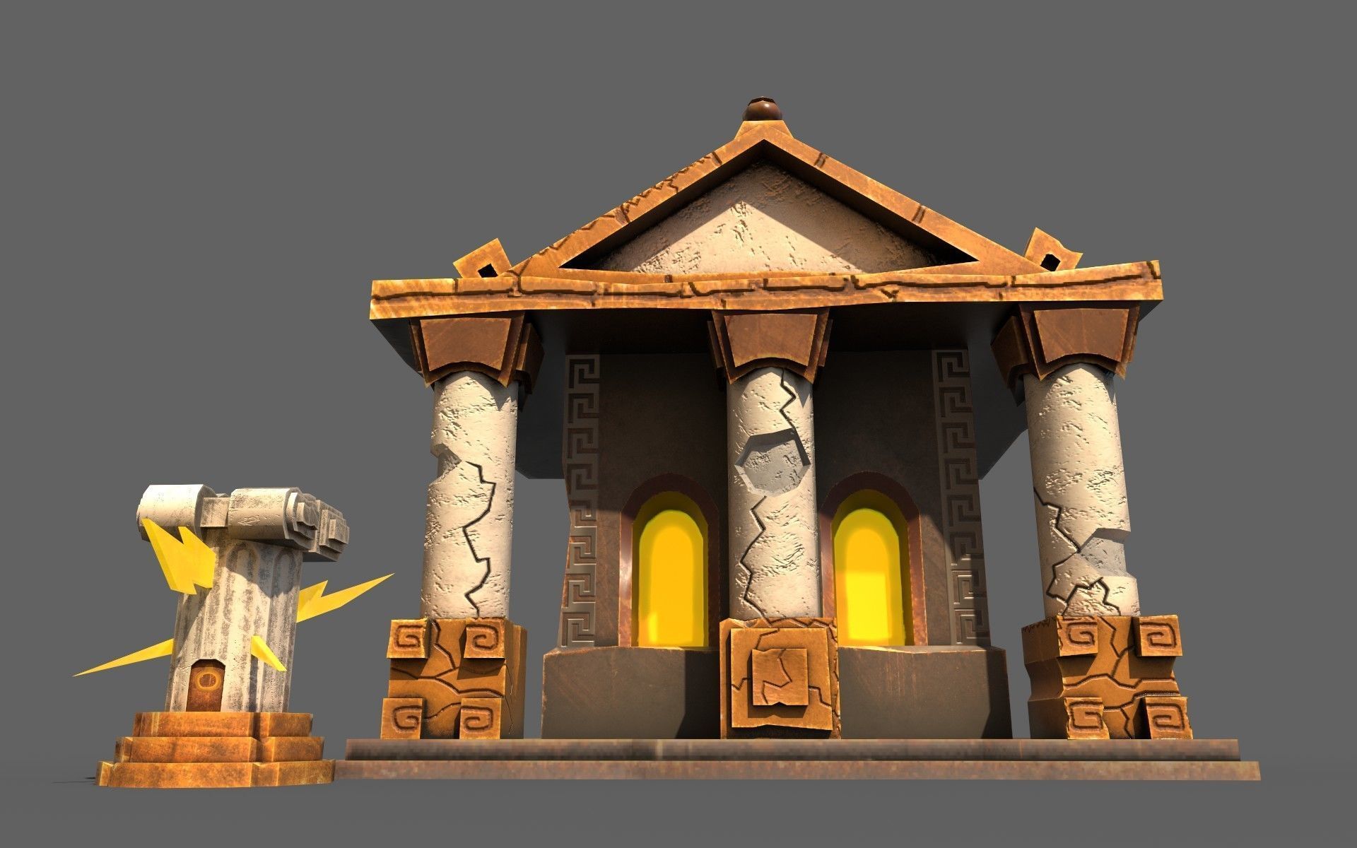 Greek Temple Low-poly 3D model_3