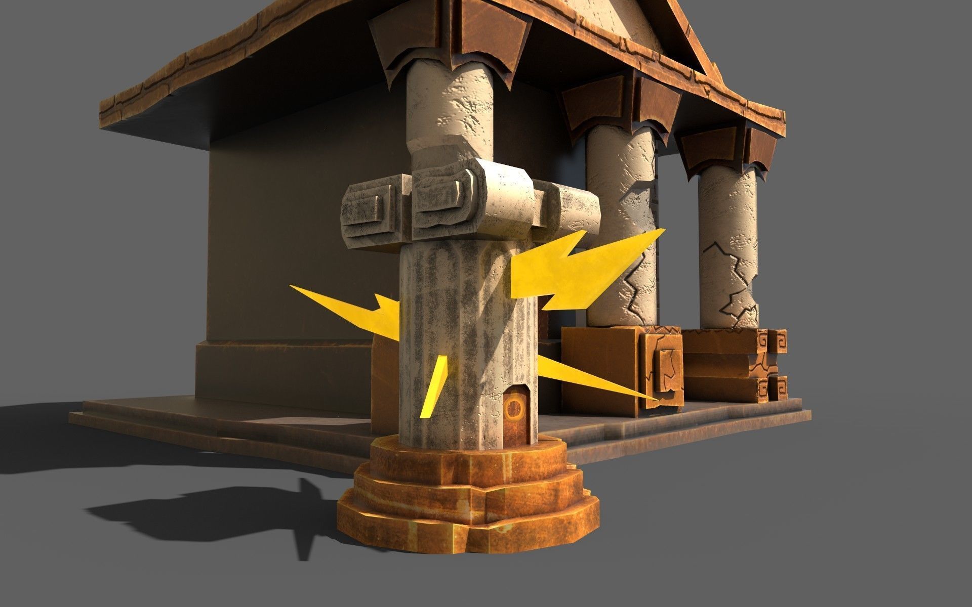Greek Temple Low-poly 3D model_1