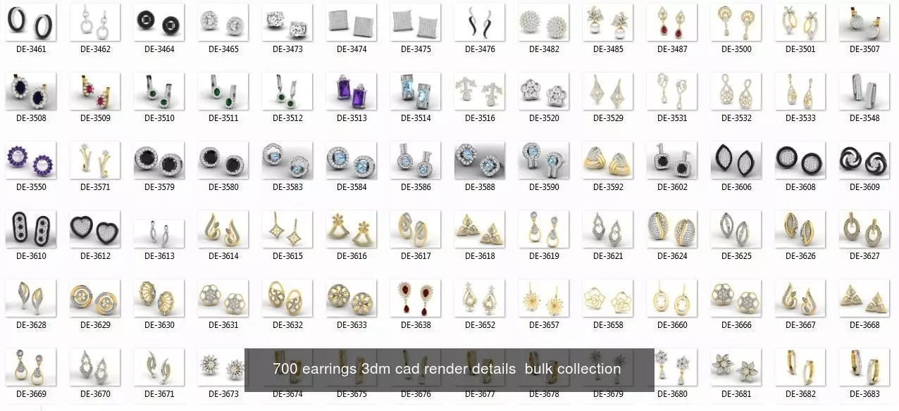 2000 RING EARRINGS PENDANT 3DM RENDER MODEL 3D Model Collection_0