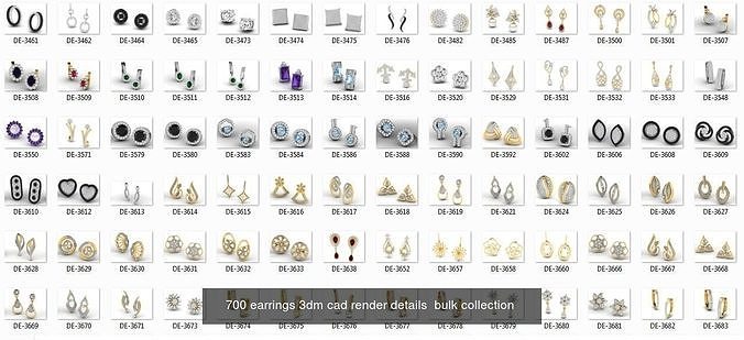 2000 RING EARRINGS PENDANT 3DM RENDER MODEL 3D Model Collection