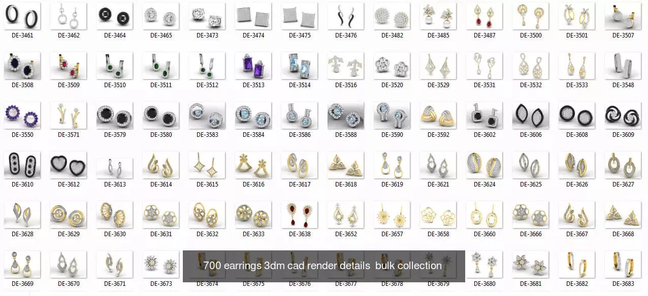 2000 RING EARRINGS PENDANT 3DM RENDER MODEL 3D Model Pack