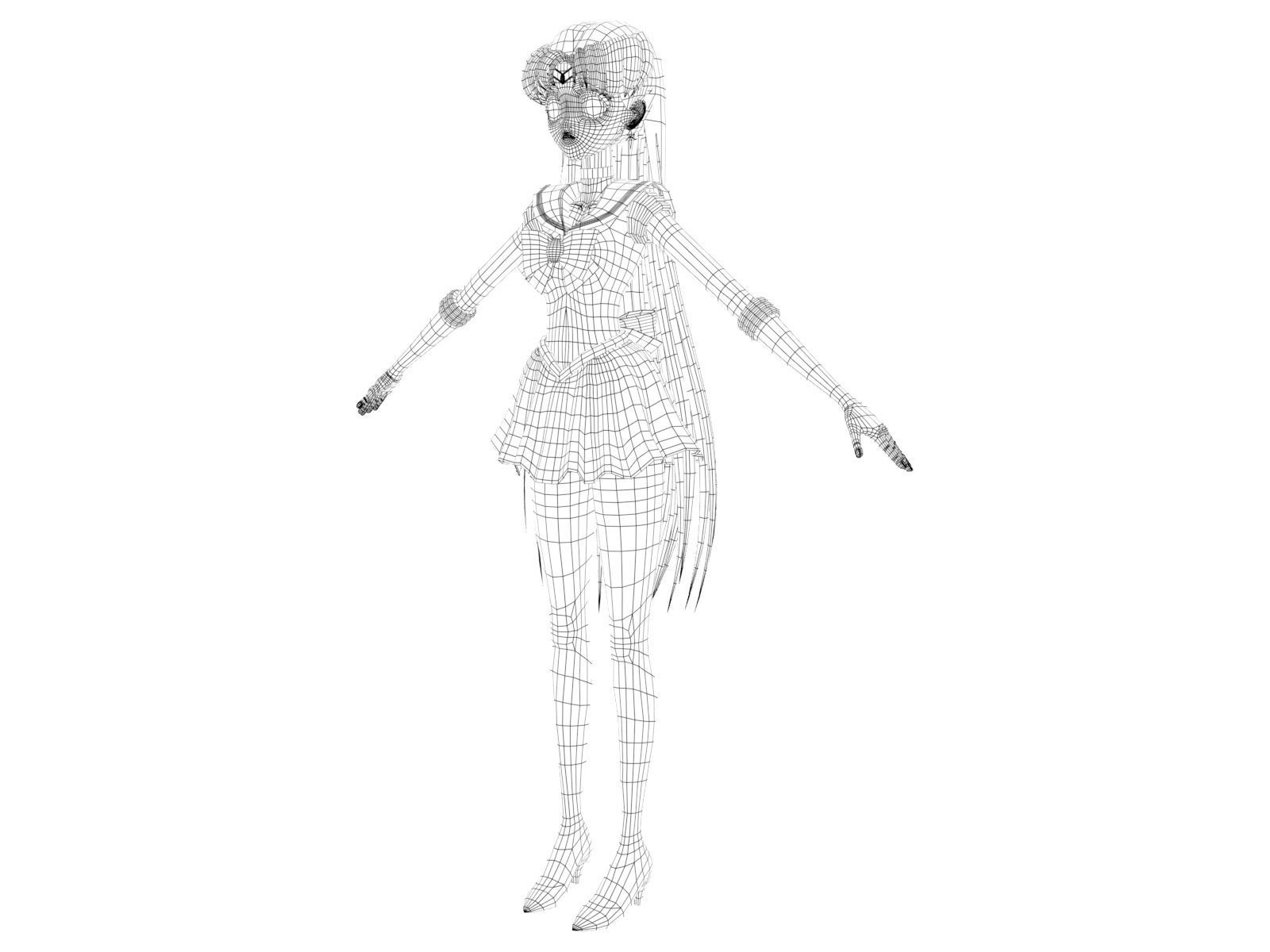 Sailor Mars 3D Low-poly 3D model_10