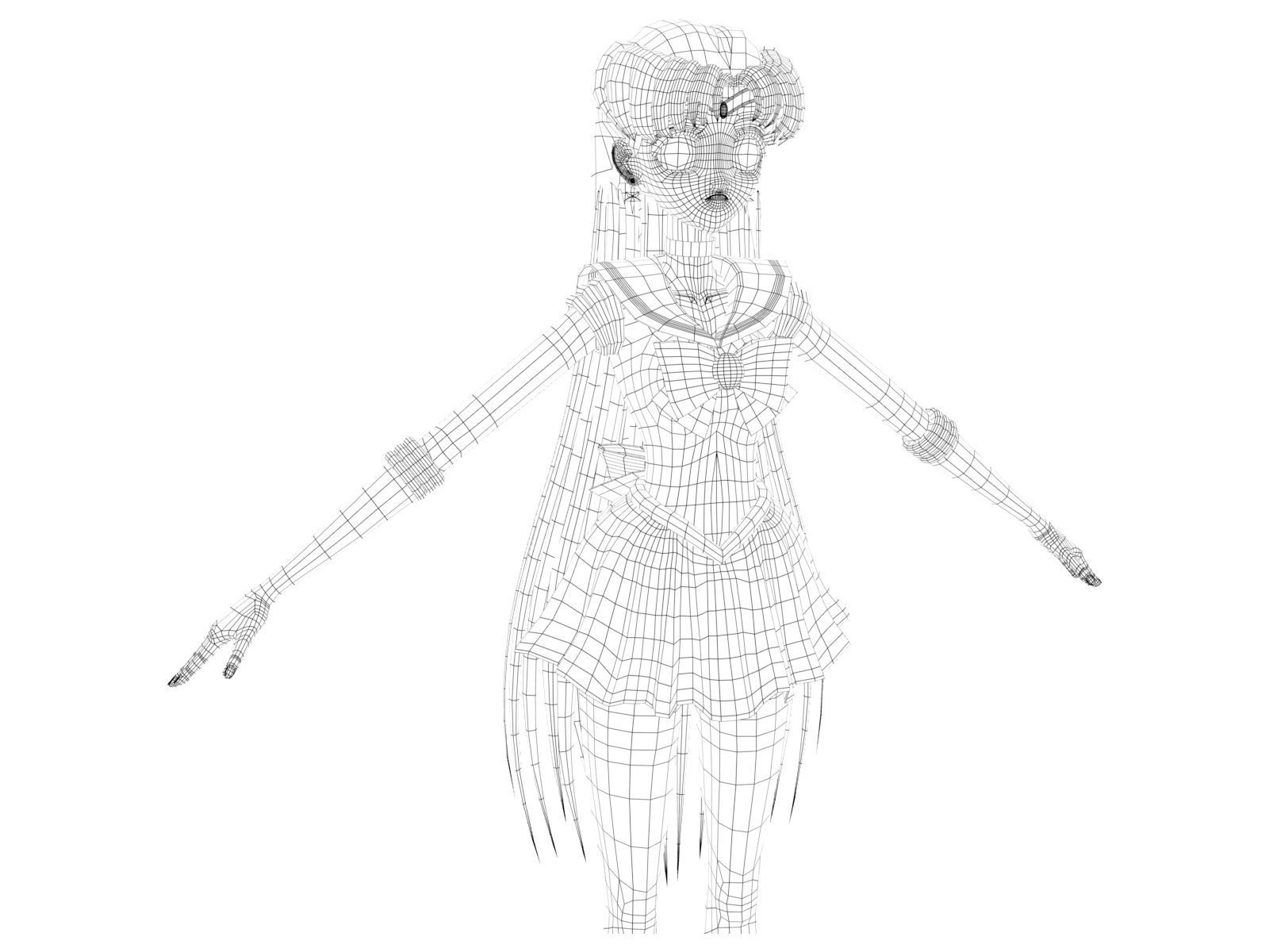 Sailor Mars 3D Low-poly 3D model_13