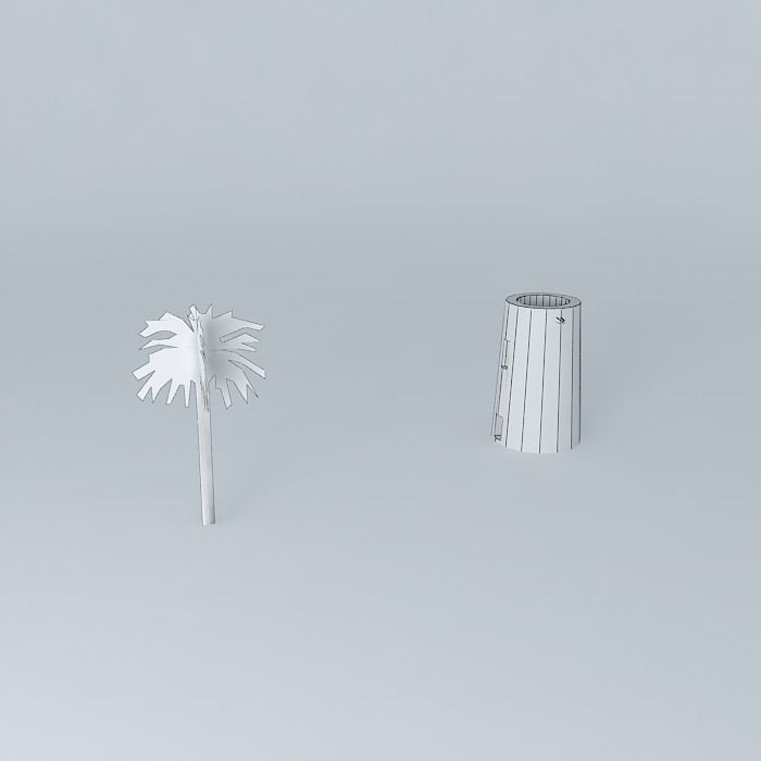 Watchtower palm tree and rock Free 3D model_3