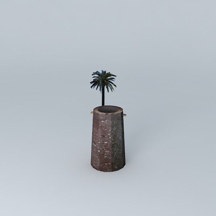 Watchtower palm tree and rock Free 3D model_2