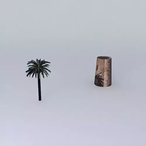 Watchtower palm tree and rock Free 3D model