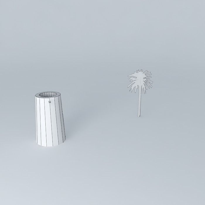 Watchtower palm tree and rock Free 3D model_4