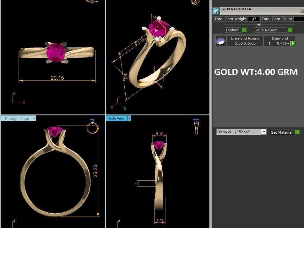 Women Solitaire Ring 3dm render detail 3D print model_8