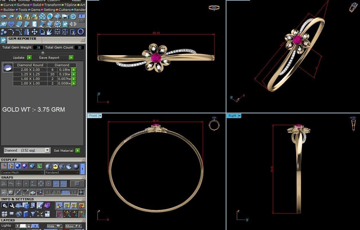 Women Ring 3dm render detail 3D print model_8