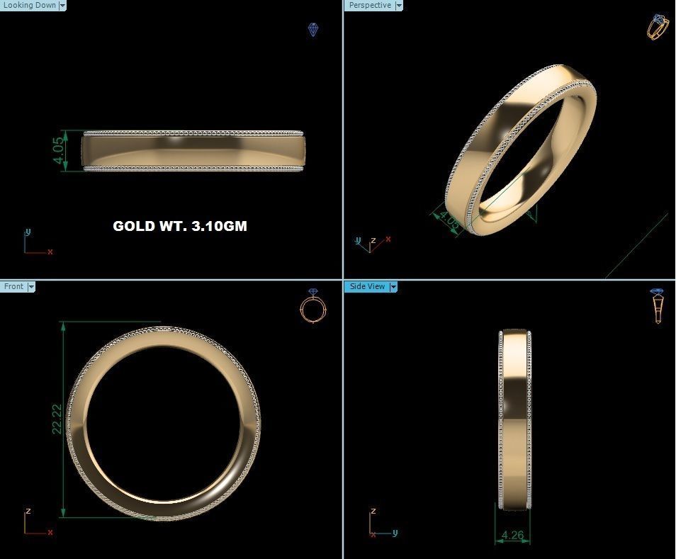 Women Band Ring 3dm render detail 3D print model_8