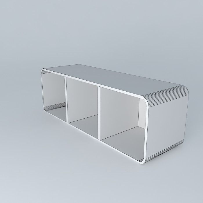 Modern white  shelf Free 3D model_4