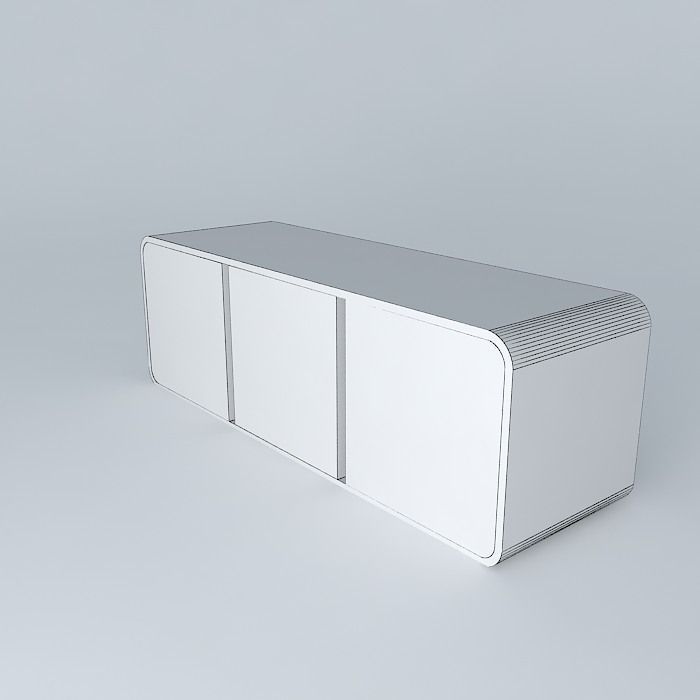 Modern white  shelf Free 3D model_3