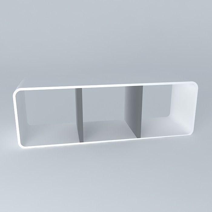 Modern white  shelf Free 3D model_2