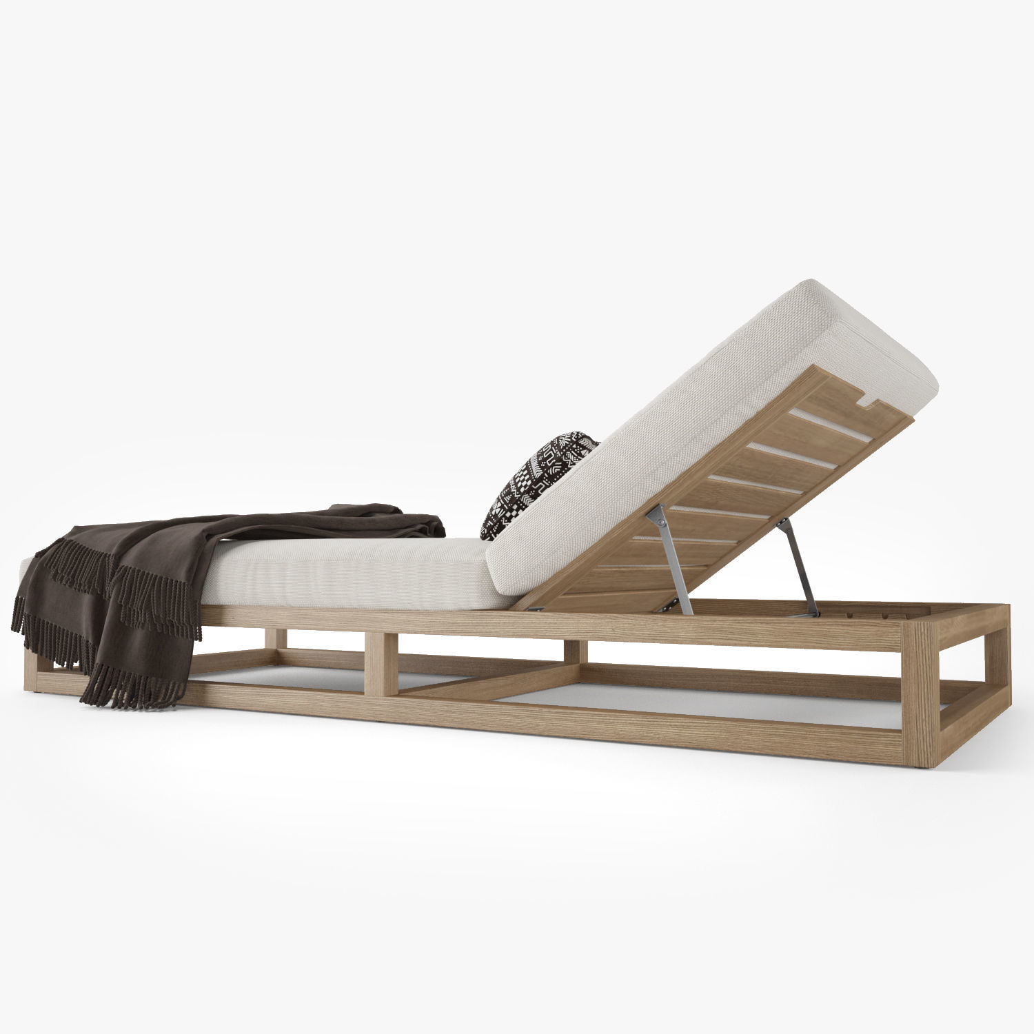 Restoration Hardware Aviara Teak Chaise 3D model_4