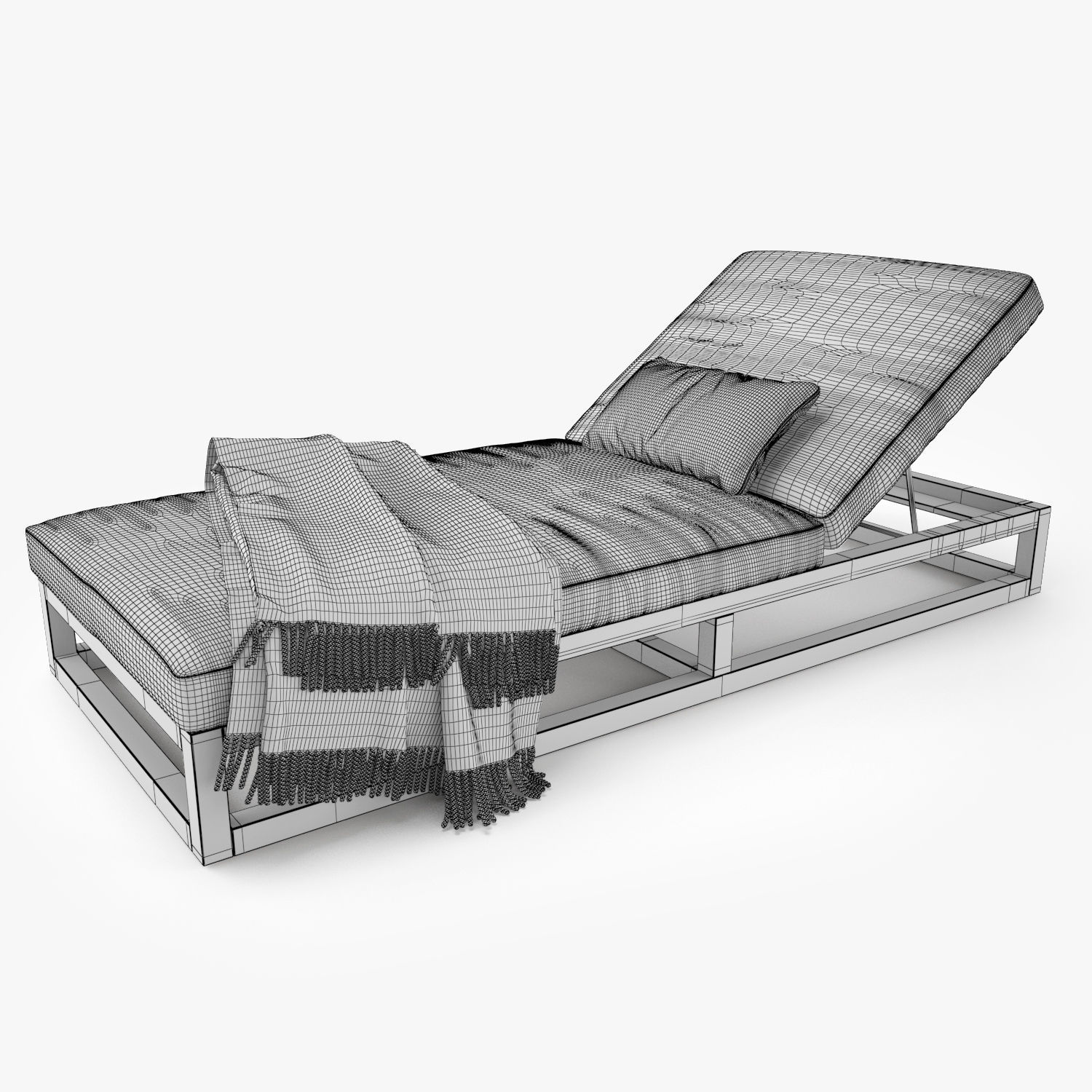 Restoration Hardware Aviara Teak Chaise 3D model_7