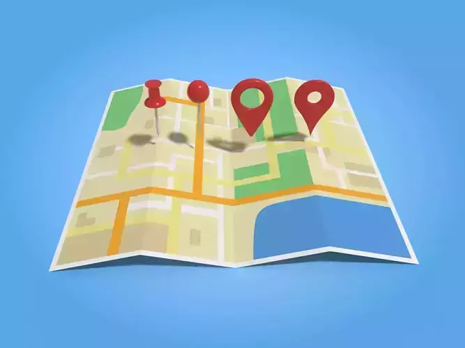 Map and Pointers Low-poly 3D model