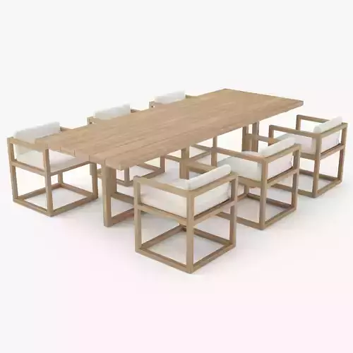 Restoration Hardware Aviara Teak Dining Table and Armchair