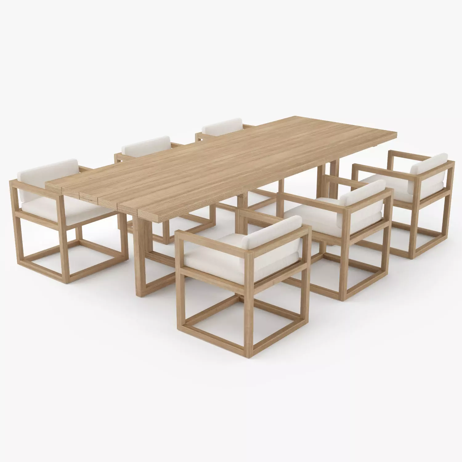 Restoration Hardware Aviara Teak Dining Table and Armchair 3D model