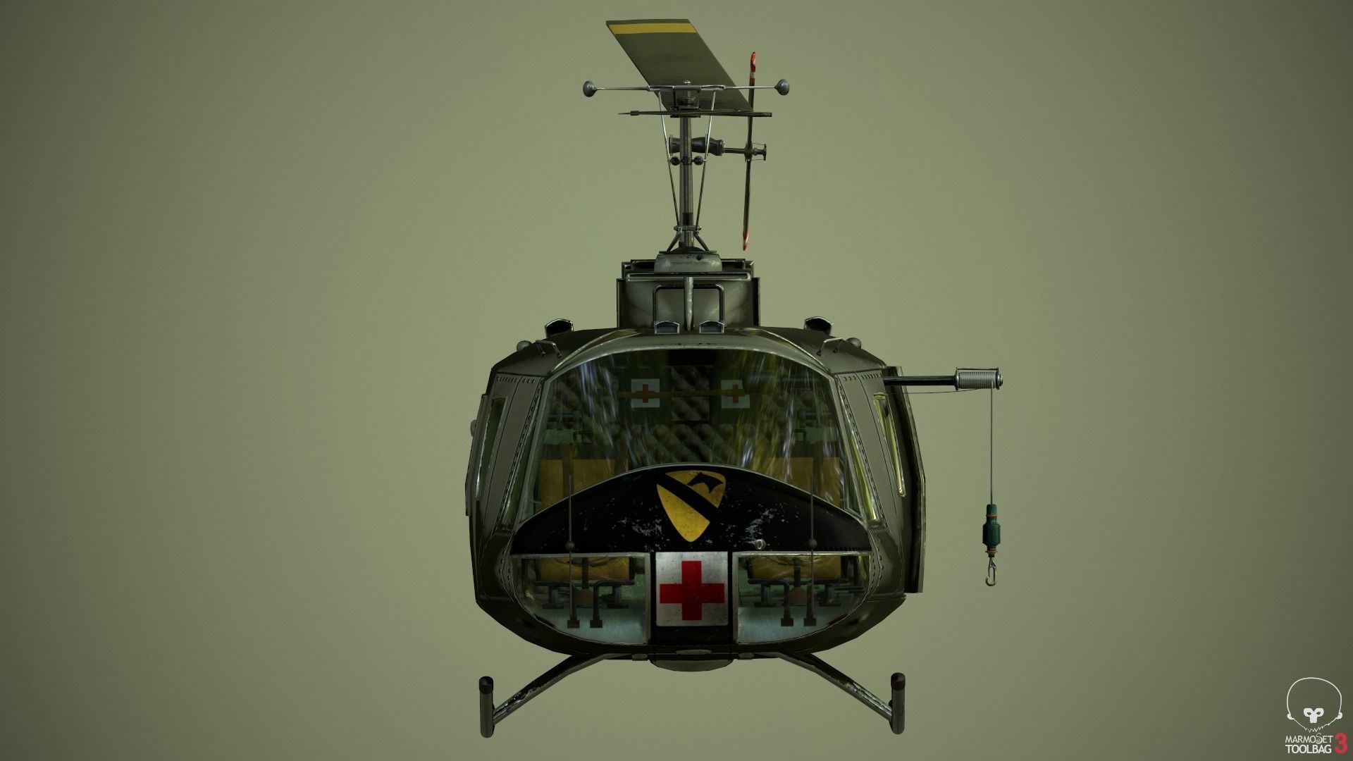 Huey Medevac Bell UH-1H 3D model_16