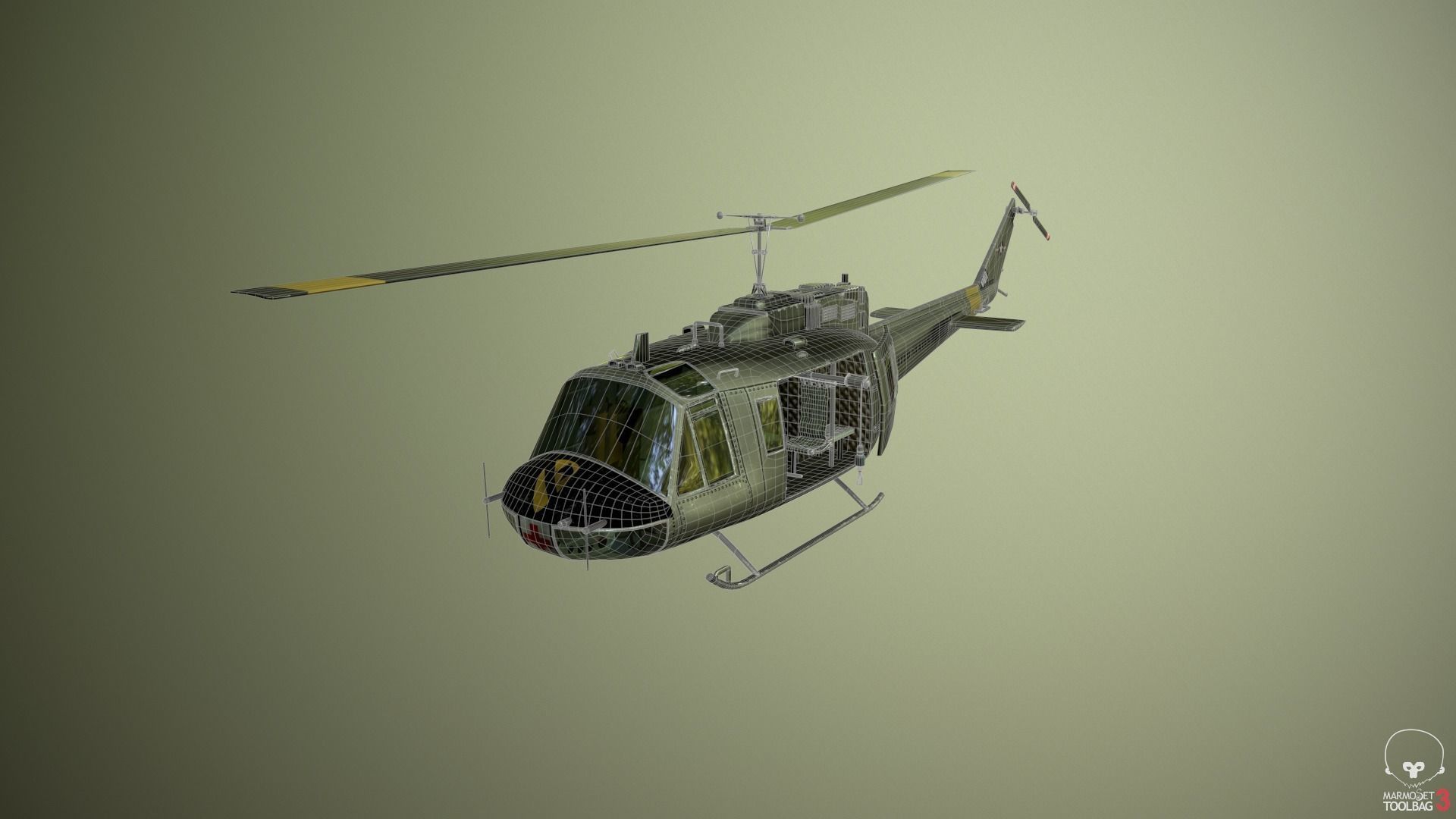 Huey Medevac Bell UH-1H 3D model_2