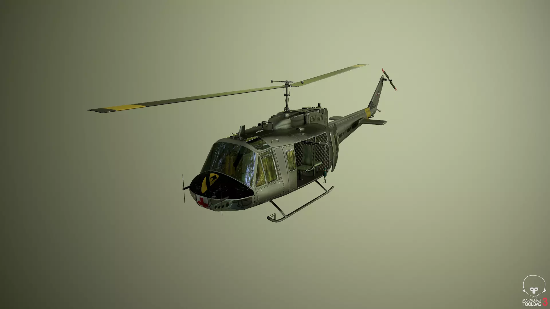 Huey Medevac Bell UH-1H 3D model_0