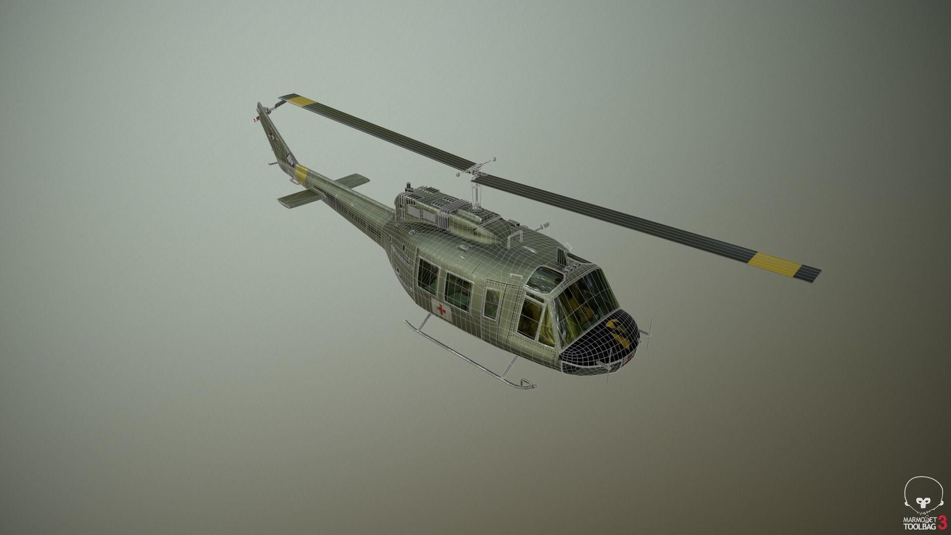 Huey Medevac Bell UH-1H 3D model_6