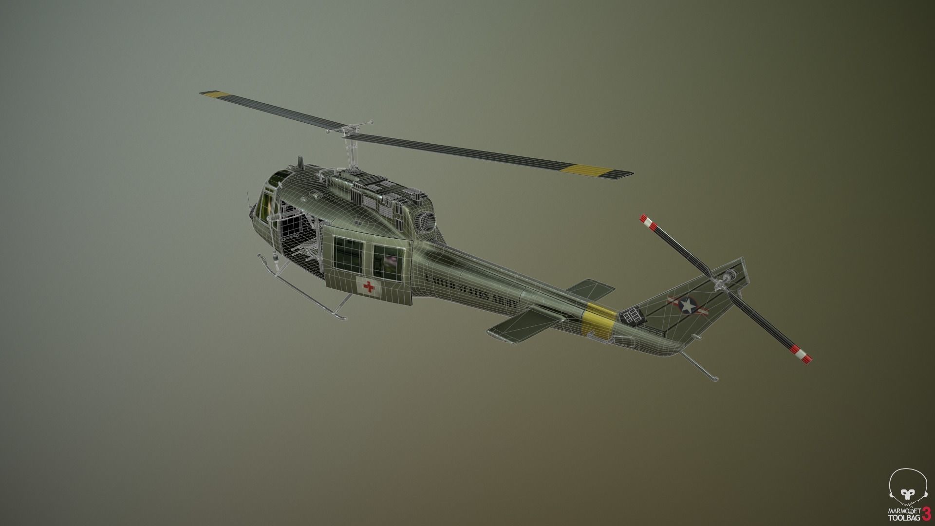Huey Medevac Bell UH-1H 3D model_4