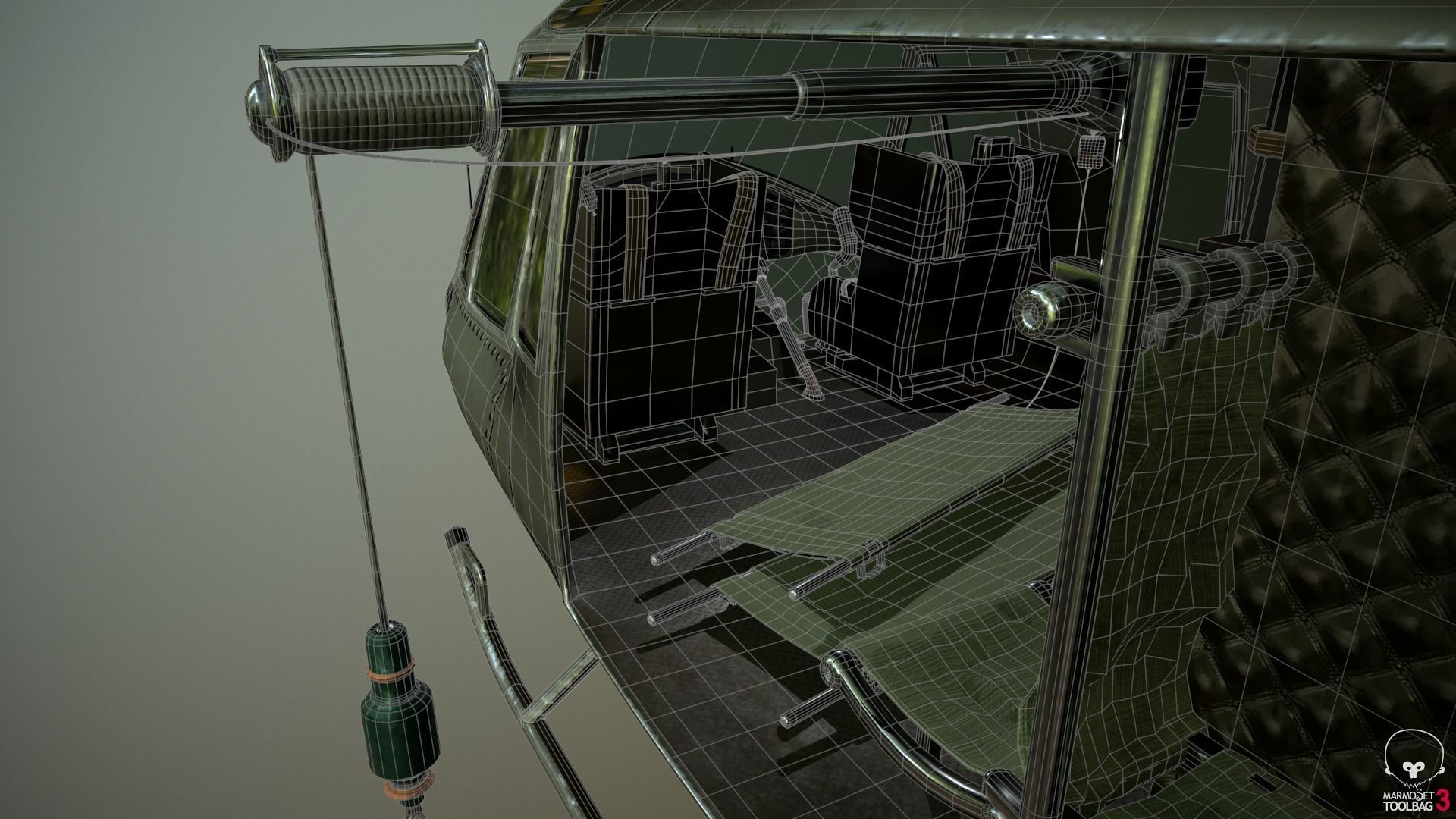 Huey Medevac Bell UH-1H 3D model_10