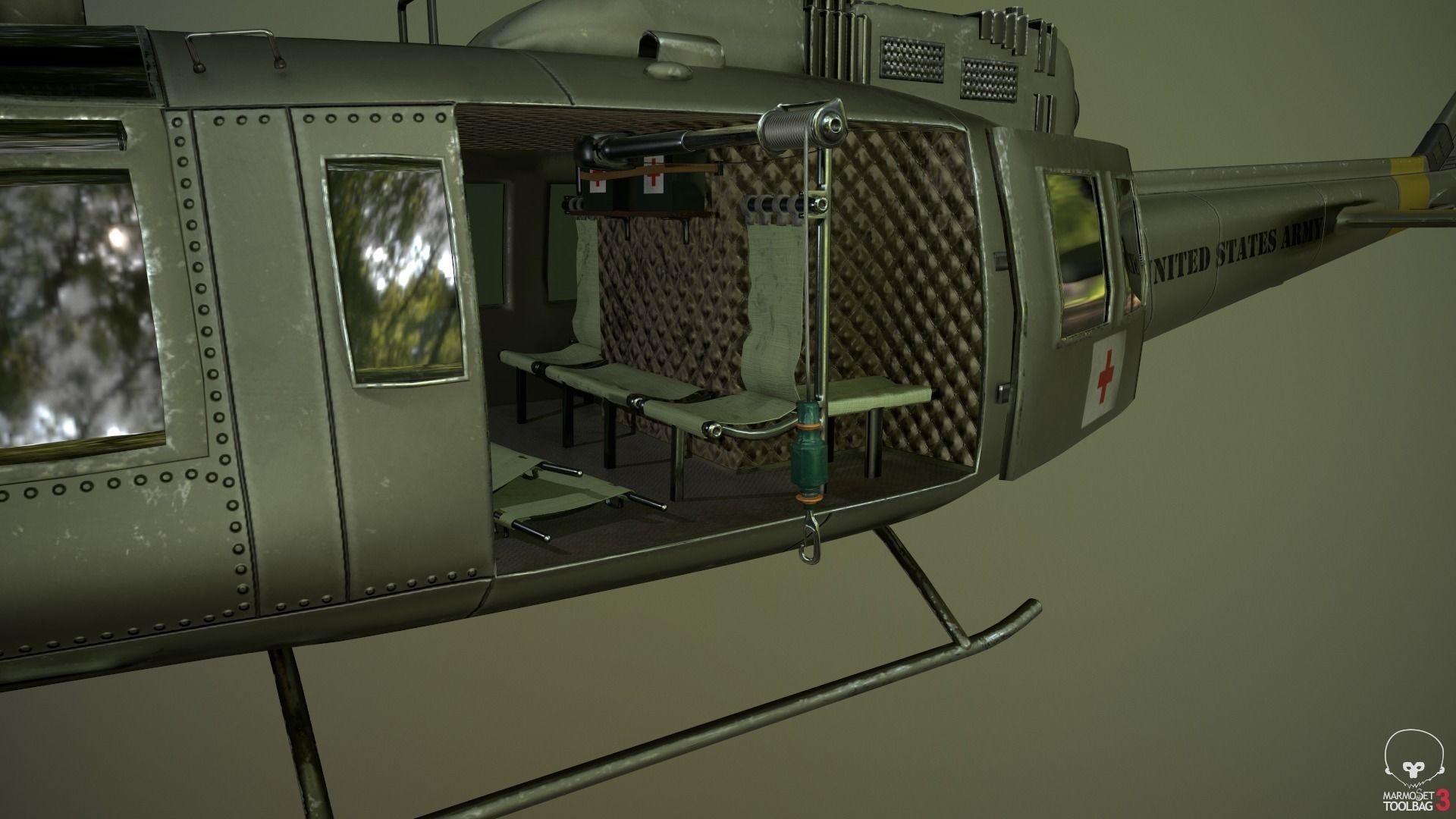 Huey Medevac Bell UH-1H 3D model_7