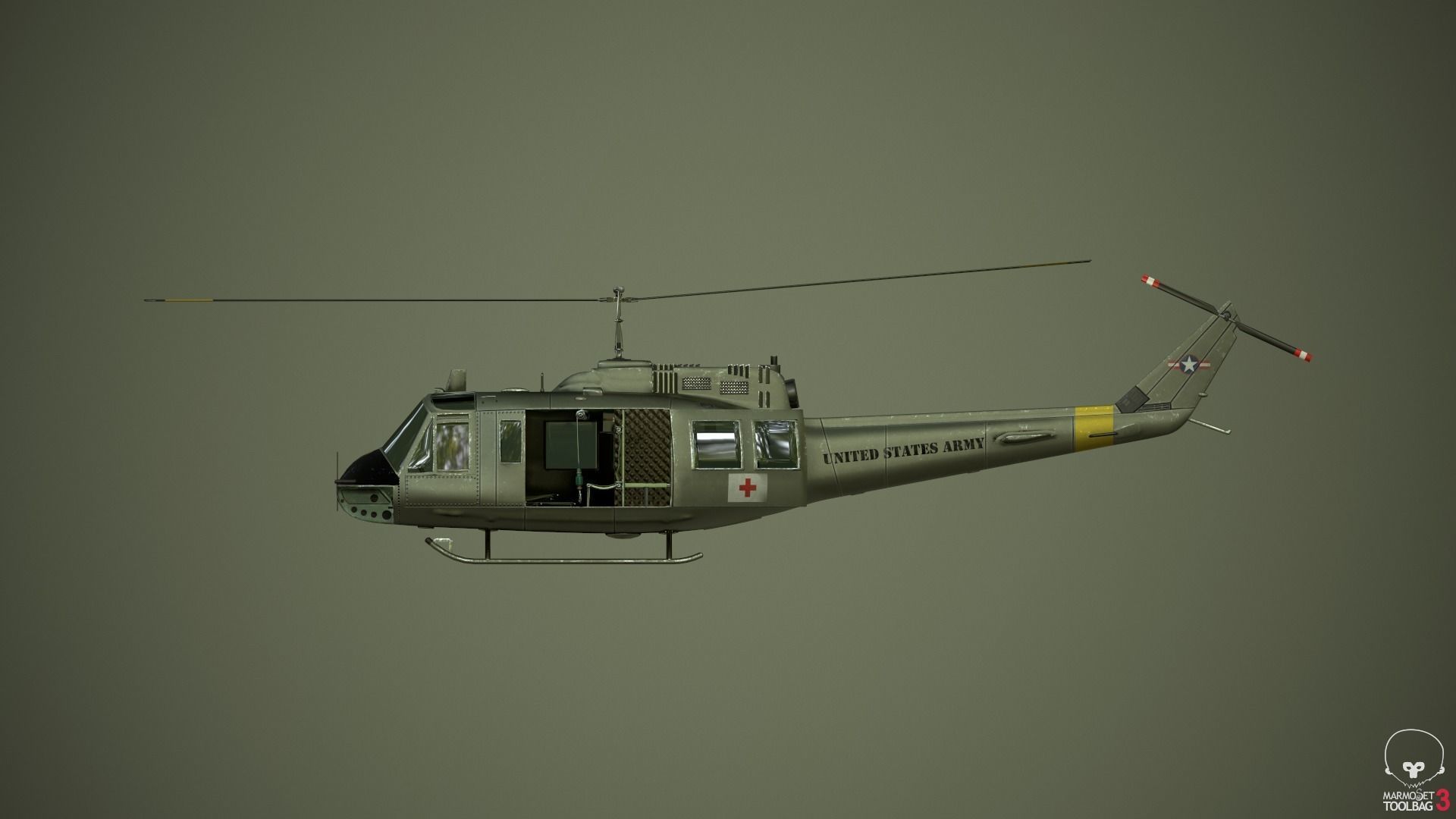 Huey Medevac Bell UH-1H 3D model_17