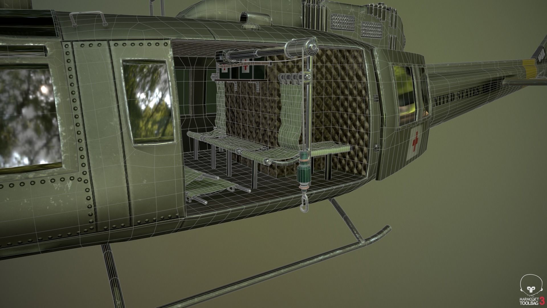 Huey Medevac Bell UH-1H 3D model_8