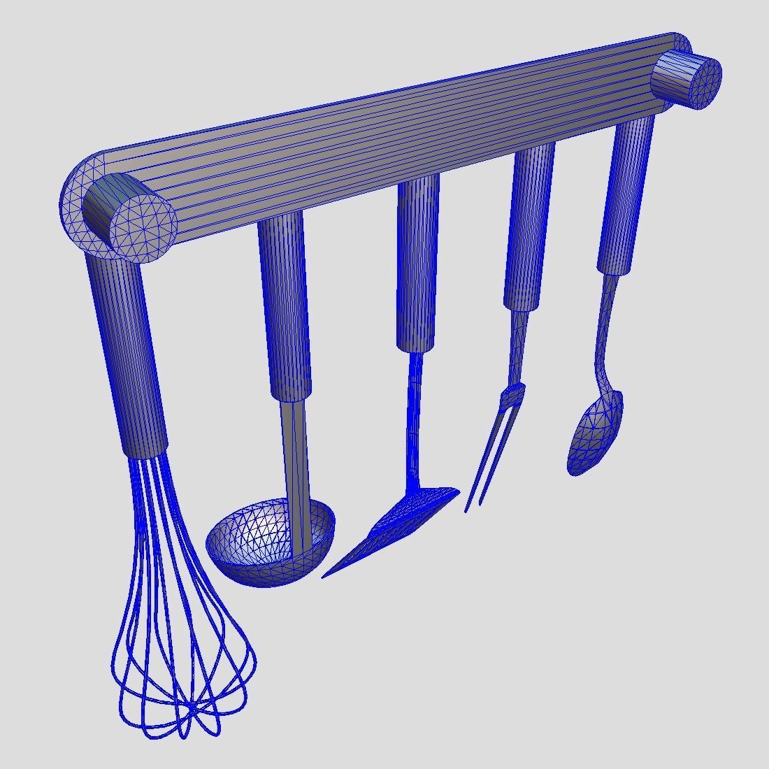 Kitchen Utensil Rack Low-poly 3D model_9